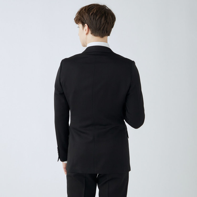 シルバーライン 【CLASSICO TAPERED】【年間】【フォーマル対応可】2釦シングルフォーマルスーツ 1タック/ブラック×ソリッド/BISHU JAPAN FABRIC Super100's/ウエストサイドアジャスター仕様/※裾上げ必要 黒