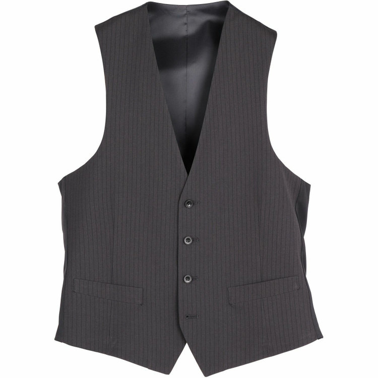 スーツセレクト 【WEB限定/OUTLET】【SLIM TAPERED_2】【春夏】2釦シングルスリーピーススーツ 0タック/グレー×ストライプ/4S/※パンツ裾上げ済仕様 グレー系(灰)