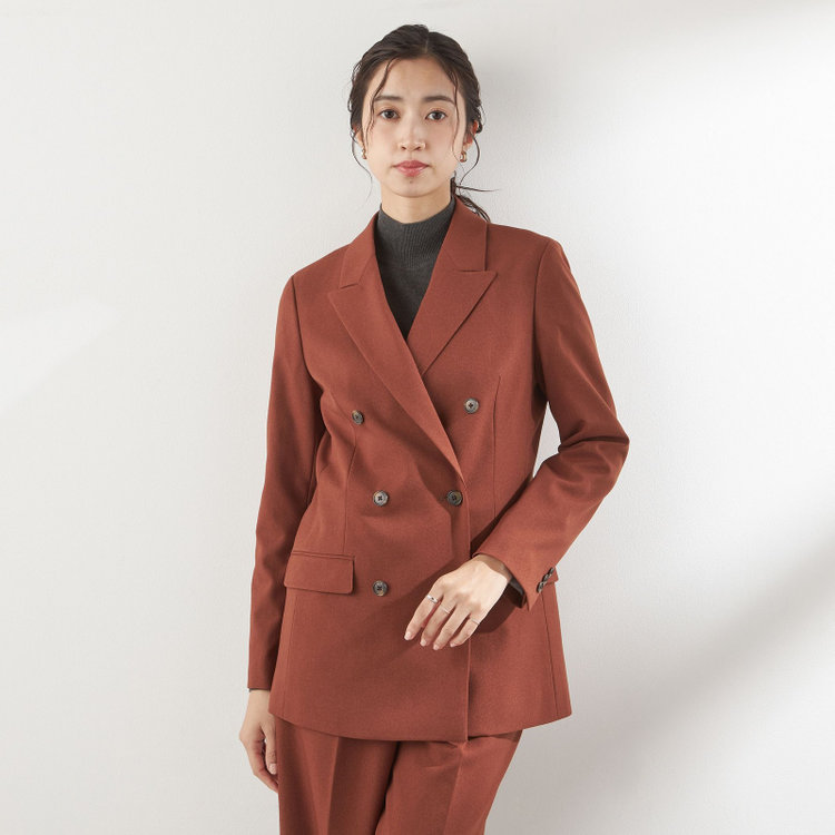 シルバーライン 【RELAX WIDE】【秋冬】 ダブルジャケットワイドパンツスーツ/ブリックブラウン/4S SUSTAINABILITY&ECOLOGY FABRIC/※パンツ裾上げ済仕様 その他