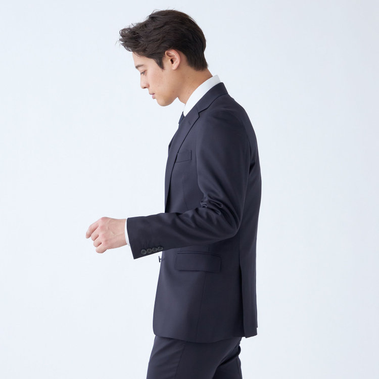 スーツセレクト 【発送在庫あり】【CLASSICO TAPERED】【年間】2釦シングルスーツ 1タック/ネイビー/NEW ZEALAND WOOL/※裾上げ必要 紺中間