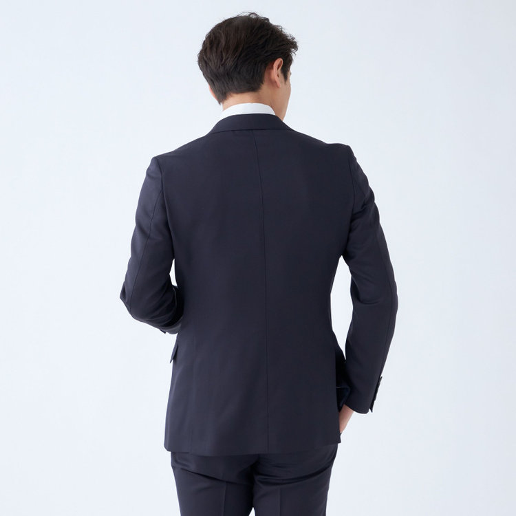 スーツセレクト 【発送在庫あり】【CLASSICO TAPERED】【年間】2釦シングルスーツ 1タック/ネイビー/NEW ZEALAND WOOL/※裾上げ必要 紺中間