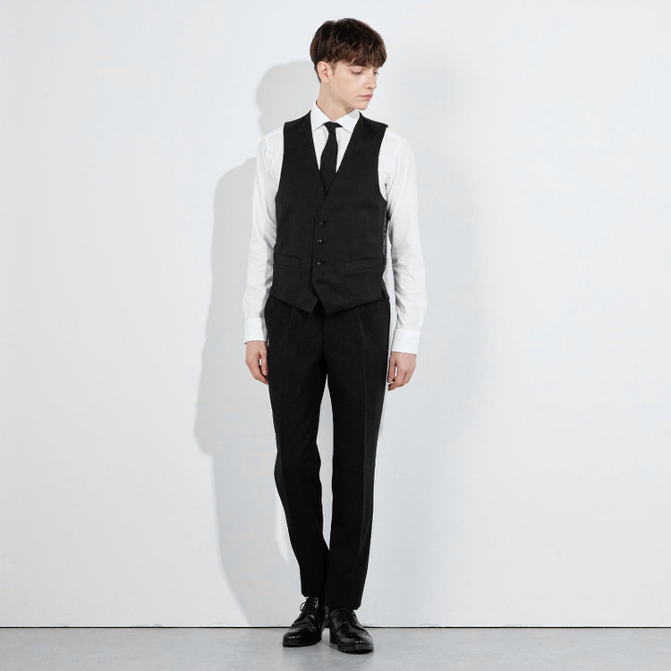 ブラックライン 【年間】【結婚式・セレモニー・イベント対応可】リバーシブルジレ（ベスト）/ブラック＆グレー 黒