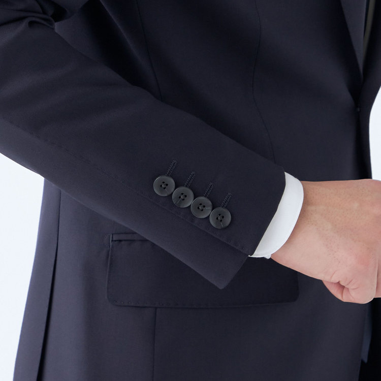 スーツセレクト 【発送在庫あり】【CLASSICO TAPERED】【年間】2釦シングルスーツ 1タック/ネイビー/NEW ZEALAND WOOL/※裾上げ必要 紺中間