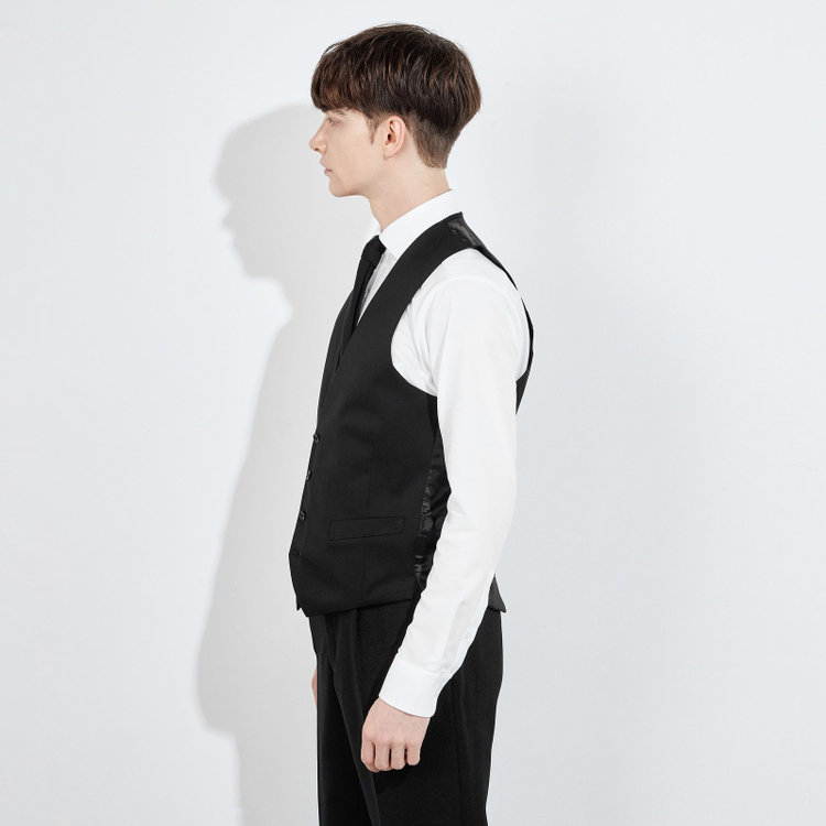 ブラックライン 【年間】【結婚式・セレモニー・イベント対応可】リバーシブルジレ（ベスト）/ブラック＆グレー 黒