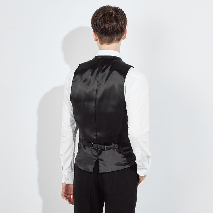 ブラックライン 【年間】【結婚式・セレモニー・イベント対応可】リバーシブルジレ（ベスト）/ブラック＆グレー 黒