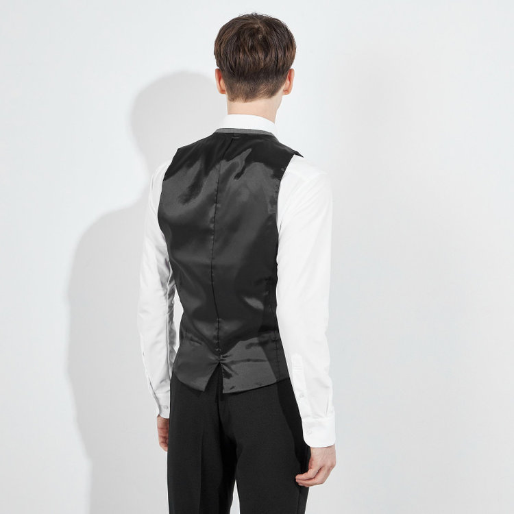 ブラックライン 【年間】【結婚式・セレモニー・イベント対応可】リバーシブルジレ（ベスト）/ブラック＆グレー 黒