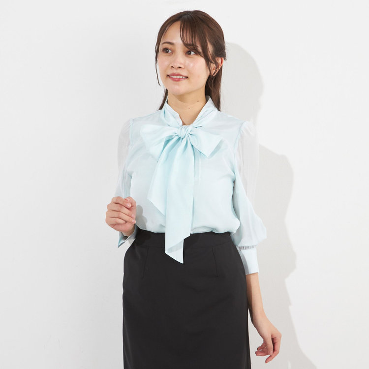 SUIT SELECT　アウトレット 【WEB限定/OUTLET/汚れ・キズ等有】【SUIT SELECT×Samantha Thavasa】【長袖】リボンブラウス/ミント 緑淡色