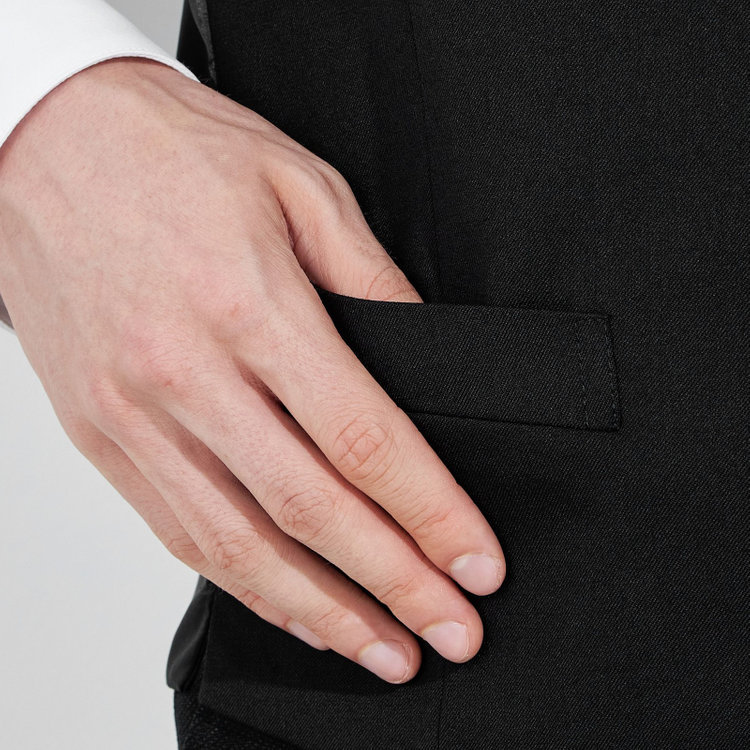 ブラックライン 【年間】【結婚式・セレモニー・イベント対応可】リバーシブルジレ（ベスト）/ブラック＆グレー 黒