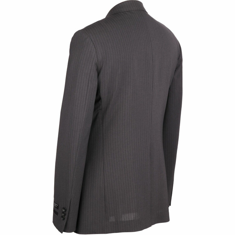 スーツセレクト 【WEB限定/OUTLET】【SLIM TAPERED_2】【春夏】2釦シングルスリーピーススーツ 0タック/グレー×ストライプ/4S/※パンツ裾上げ済仕様 グレー系(灰)