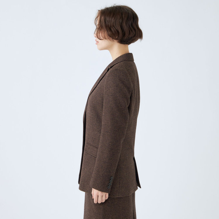 シルバーライン 【発送在庫あり】【SL】【秋冬】2釦シングルスカートスーツ/ブラウン＆ブラック×グレンチェック/ウォッシャブル 茶中間