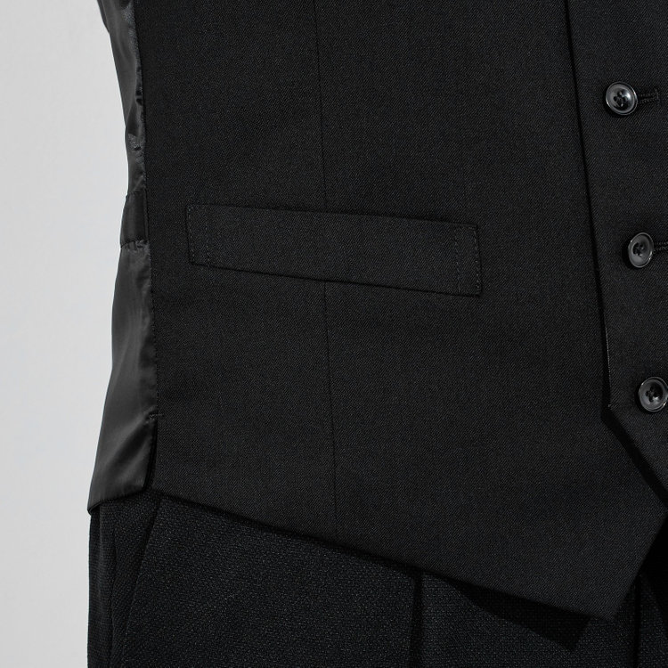 ブラックライン 【年間】【結婚式・セレモニー・イベント対応可】リバーシブルジレ（ベスト）/ブラック＆グレー 黒