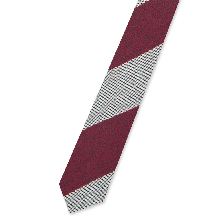 ブラックライン 【BLACK LINE】シルクリネンストライプネクタイ 7.5cm幅/ワイン×シルバー/ITALIAN FABRICS その他