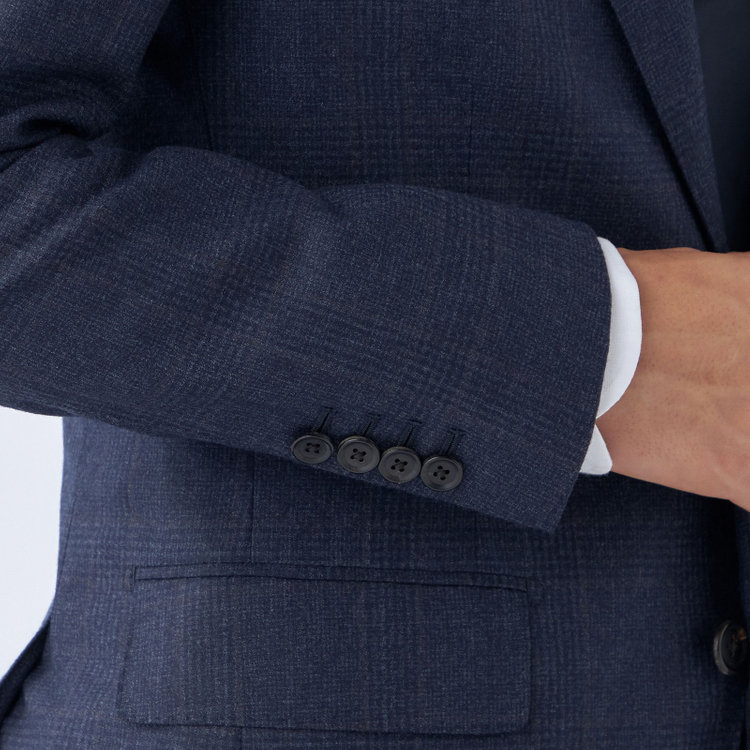 シルバーライン 【発送在庫あり】【CLASSICO TAPERED】【秋冬】2釦シングルスーツ 1タック/ネイビー×チェックオーバーペン/Ermenegildo Zegna LOOP woven in italy/※裾上げ必要 茶濃色