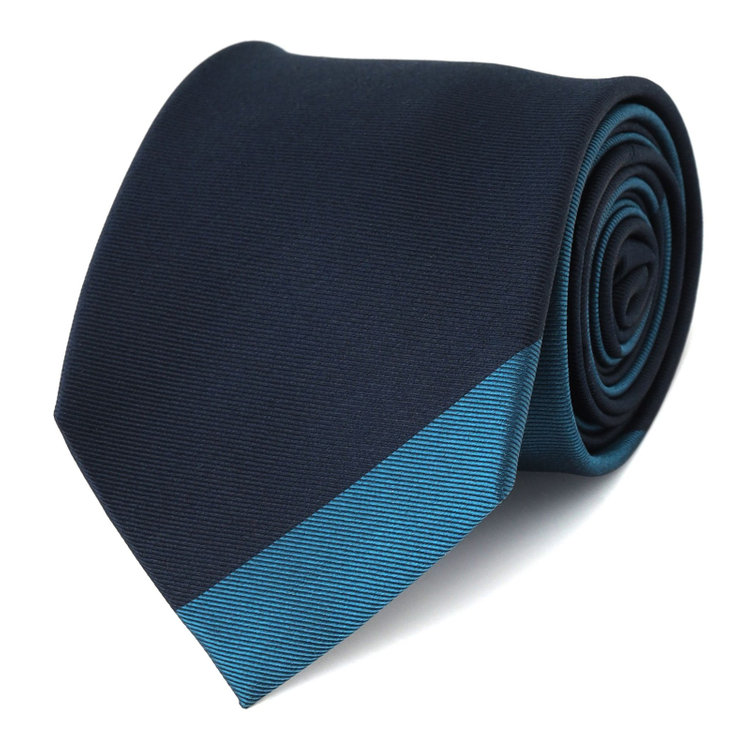 ブラックライン  【BLACK LINE】シルクブレンドストライプネクタイ 7.5cm幅/ブルー×ネイビー その他