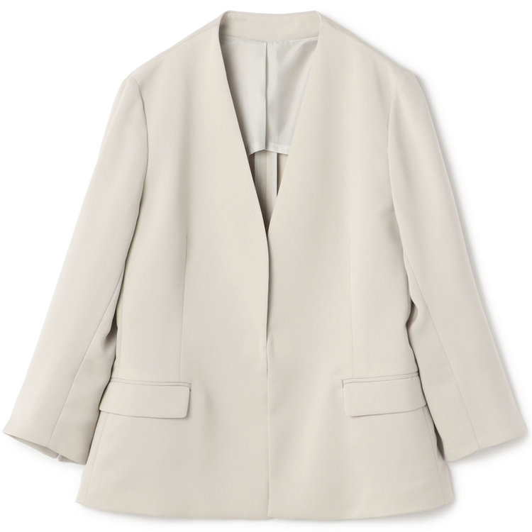 シルバーライン 【SL】【春夏】ノーカラー七分袖ジャケット/ライトグレー/ウォッシャブル グレー淡色