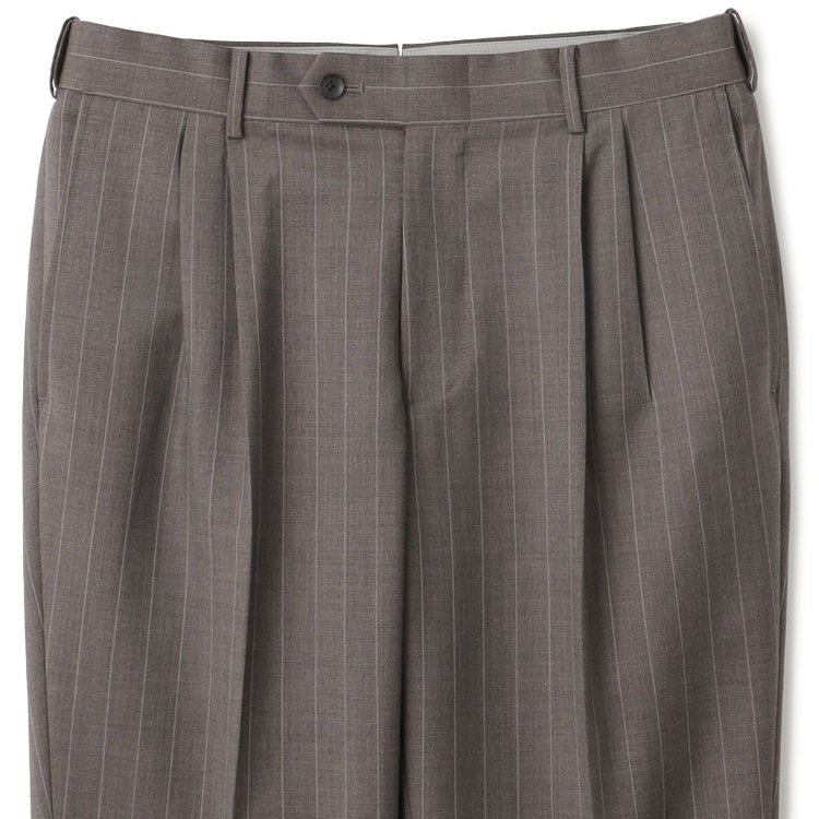 シルバーライン 【発送在庫あり】【CLASSICO TAPERED】【春夏】3釦段返りシングルスーツ 2タック/ブラウン×ストライプ/ウエストムーブ仕様/MARZOTTO/※パンツ裾直し必要 茶中間