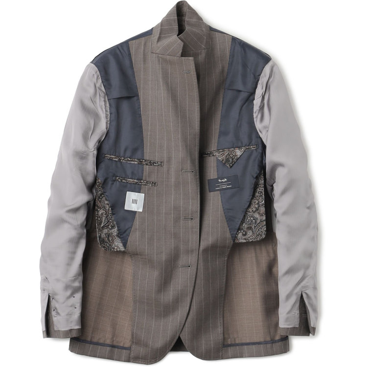 シルバーライン 【発送在庫あり】【CLASSICO TAPERED】【春夏】3釦段返りシングルスーツ 2タック/ブラウン×ストライプ/ウエストムーブ仕様/MARZOTTO/※パンツ裾直し必要 茶中間