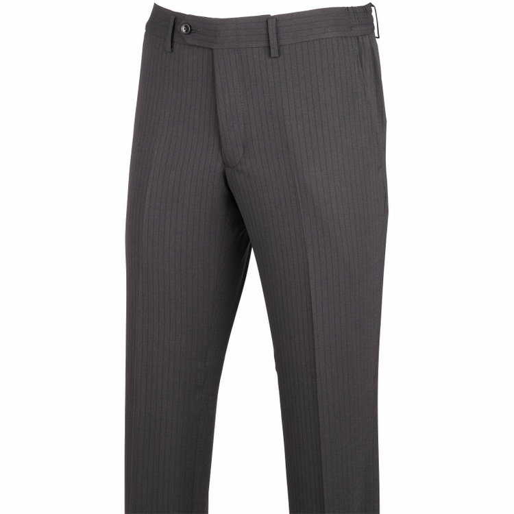 スーツセレクト 【WEB限定/OUTLET】【SLIM TAPERED_2】【春夏】2釦シングルスリーピーススーツ 0タック/グレー×ストライプ/4S/※パンツ裾上げ済仕様 グレー系(灰)