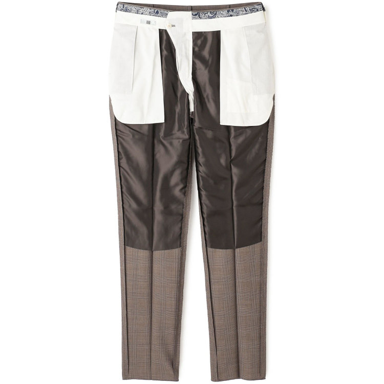シルバーライン 【CLASSICO TAPERED】【春夏】1タックテーパードパンツ/ブラウン×グレンチェック/ウエストムーブ/※裾上げ必要 茶中間
