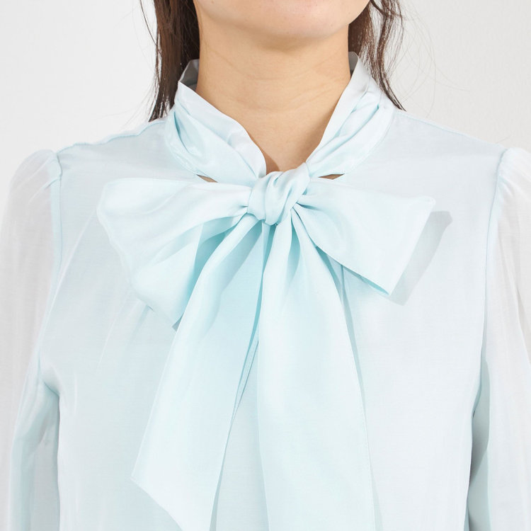 SUIT SELECT　アウトレット 【WEB限定/OUTLET/汚れ・キズ等有】【SUIT SELECT×Samantha Thavasa】【長袖】リボンブラウス/ミント 緑淡色