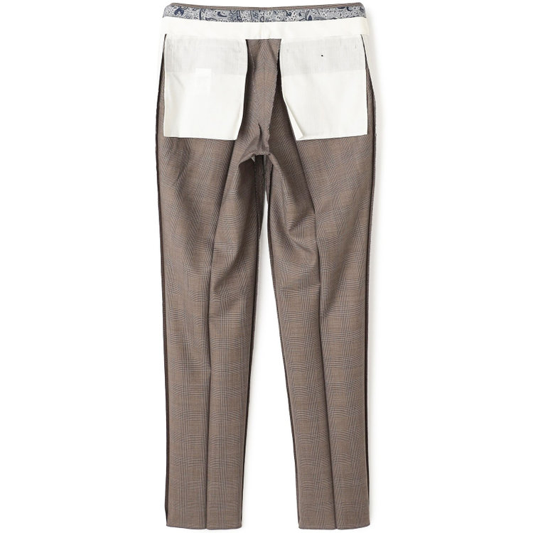 シルバーライン 【CLASSICO TAPERED】【春夏】1タックテーパードパンツ/ブラウン×グレンチェック/ウエストムーブ/※裾上げ必要 茶中間