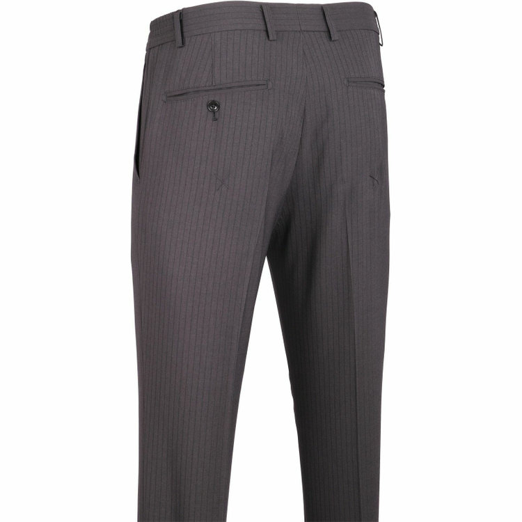 スーツセレクト 【WEB限定/OUTLET】【SLIM TAPERED_2】【春夏】2釦シングルスリーピーススーツ 0タック/グレー×ストライプ/4S/※パンツ裾上げ済仕様 グレー系(灰)