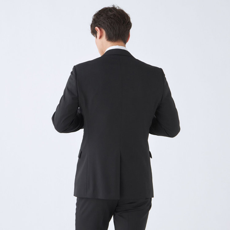 ブラックライン 【発送在庫あり】【KSW】【年間】2釦シングルスーツ 0タック/ブラック/ウエストムーブ/MOVING STRETCH/※裾上げ必要 黒