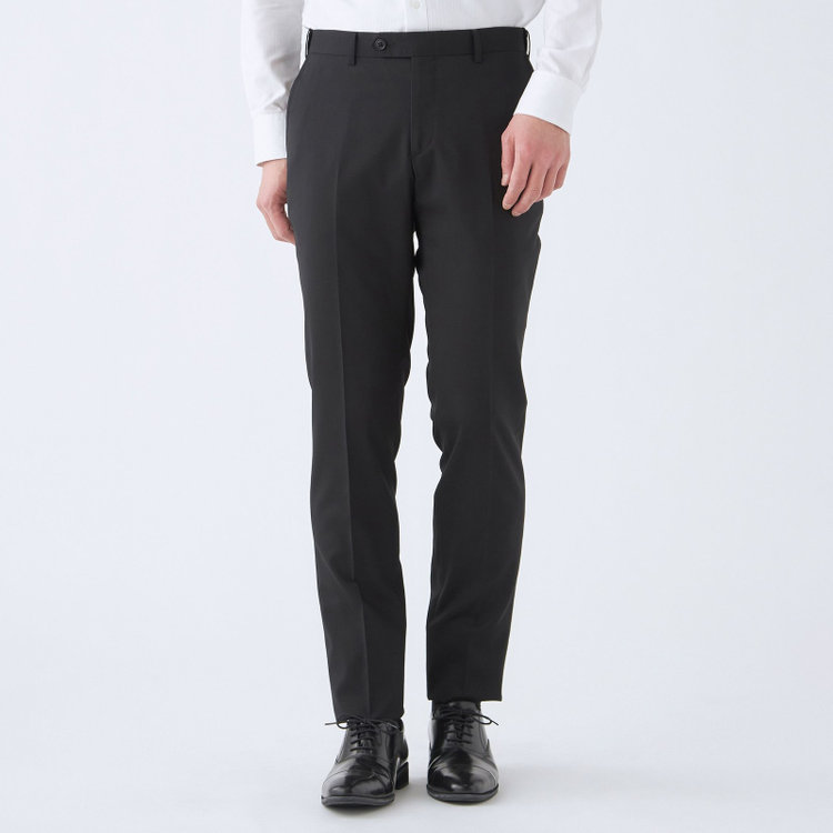 ブラックライン 【発送在庫あり】【KSW】【年間】2釦シングルスーツ 0タック/ブラック/ウエストムーブ/MOVING STRETCH/※裾上げ必要 黒