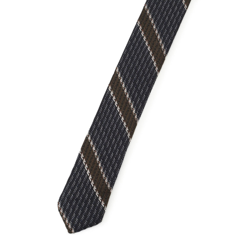 シルバーライン 【発送在庫あり】【SL】シルクウールストライプネクタイ 8.5cm幅/ネイビー×ブラウン/Finest fabrics by COMO ITALY その他