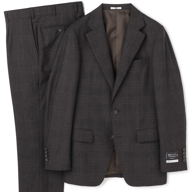 シルバーライン 【発送在庫あり】【CLASSICO TAPERED】【秋冬】2釦シングルスーツ 1タック/ブラウン×チェック/REDA ACTIVE/NEW ZEALAND MERINO/SHOWER CLEAN/※裾上げ必要 茶濃色