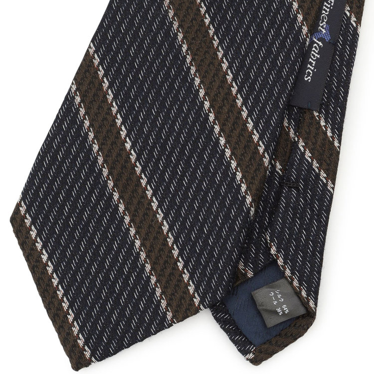 シルバーライン 【発送在庫あり】【SL】シルクウールストライプネクタイ 8.5cm幅/ネイビー×ブラウン/Finest fabrics by COMO ITALY その他