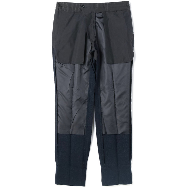 ブラックライン 【SLIM TAPERED_2】【秋冬】2釦シングルスリーピーススーツ 0タック/ネイビー/ウエストシャーリング/4S SUSTAINABILITY&ECOLOGY FABRIC/※パンツ裾上げ済仕様 紺濃色