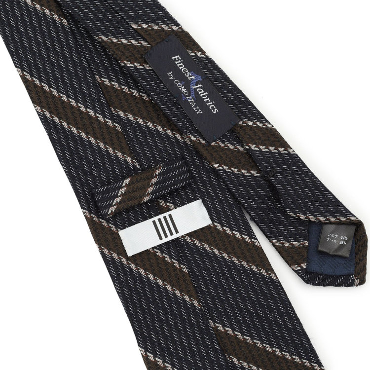 シルバーライン 【発送在庫あり】【SL】シルクウールストライプネクタイ 8.5cm幅/ネイビー×ブラウン/Finest fabrics by COMO ITALY その他