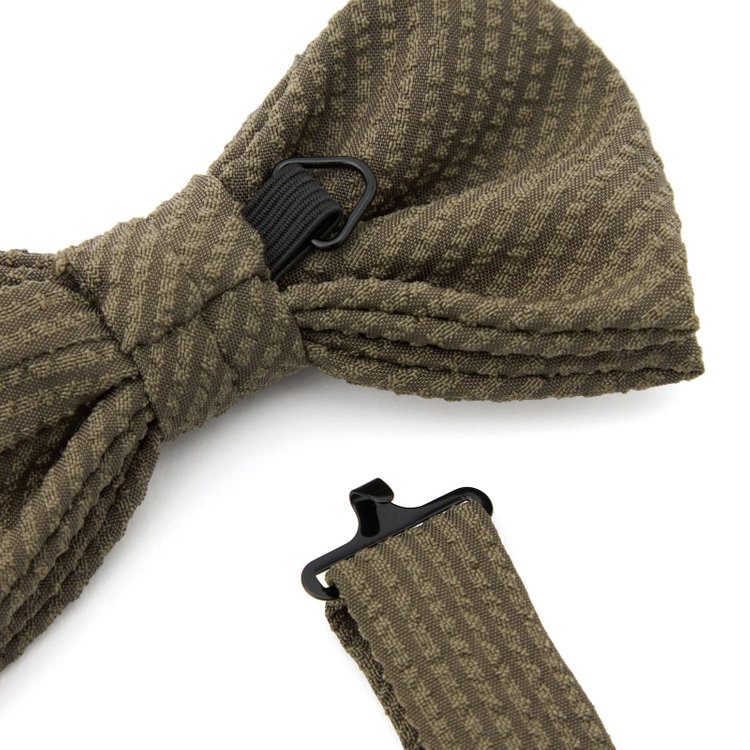 シルバーライン 蝶ネクタイ/カーキ×シアサッカー 緑中間