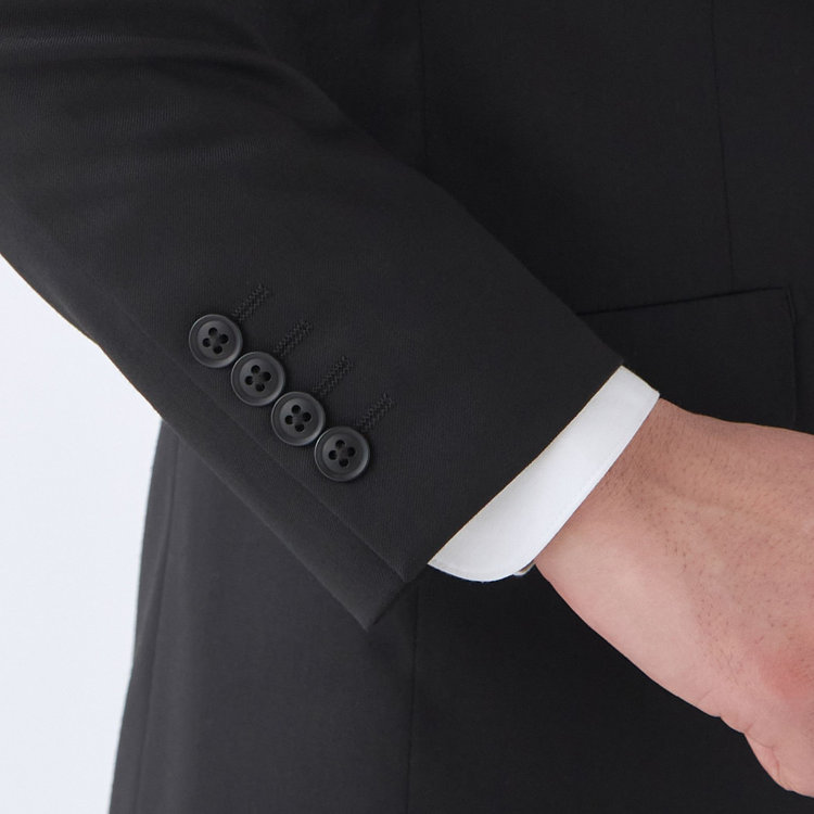 ブラックライン 【発送在庫あり】【KSW】【年間】2釦シングルスーツ 0タック/ブラック/ウエストムーブ/MOVING STRETCH/※裾上げ必要 黒