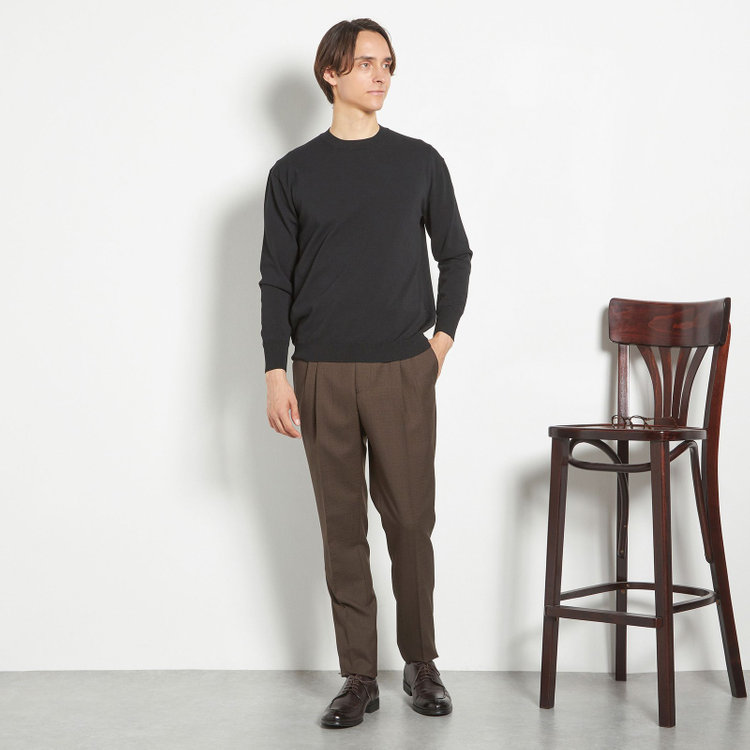 シルバーライン 【CLASSICO TAPERED】【春夏】3釦段返りシングルスーツ 2タック/ブラウン/パッチポケット/ウエストムーブ/MARZOTTO/※裾上げ必要 茶濃色