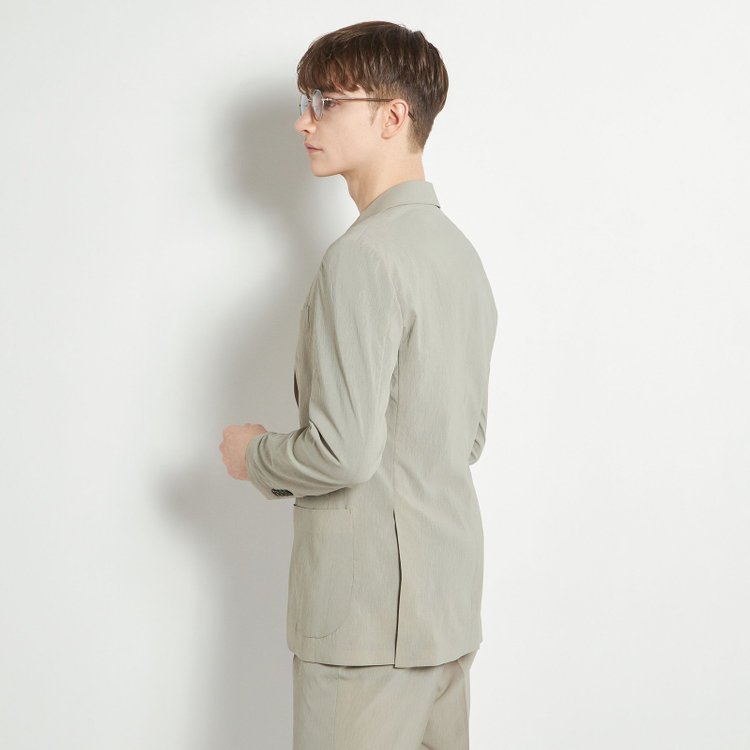 シルバーライン 【5DAYS CLOSET】【RBC】【春夏】2釦シングルジャケット/グレージュ×楊柳/パッチポケット/4S SUSTAINABILITY&ECOLOGY FABRIC グレー淡色