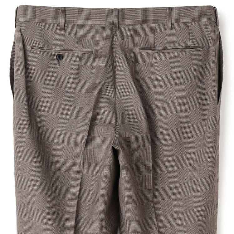 シルバーライン 【CLASSICO TAPERED】【春夏】1タックテーパードパンツ/ブラウン×グレンチェック/ウエストムーブ/※裾上げ必要 茶中間