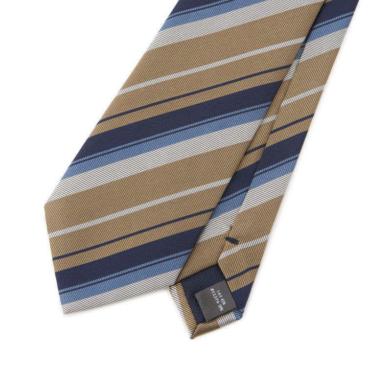 シルバーライン 【SILVER LINE】シルクブレンドストライプネクタイ 8.0cm幅/ブラウン×ネイビー その他