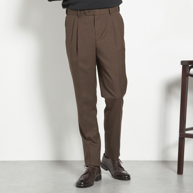 シルバーライン 【CLASSICO TAPERED】【春夏】3釦段返りシングルスーツ 2タック/ブラウン/パッチポケット/ウエストムーブ/MARZOTTO/※裾上げ必要 茶濃色