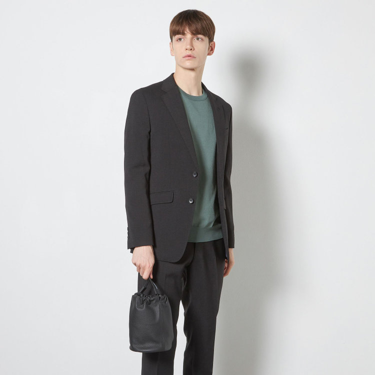 スーツセレクト 【RBC】【5分袖】コットンブレンドクルーネックニット/グリーン/「マシンウォッシャブル」「UVカット」「接触冷感」 緑中間