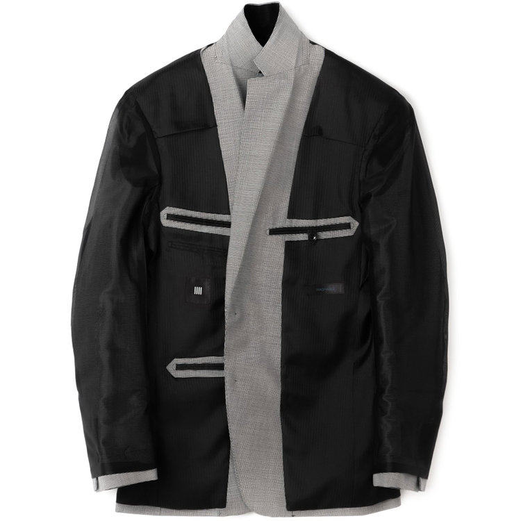 ブラックライン 【発送在庫あり】【KSW】【春夏】2釦シングルスーツ 0タック/ホワイト＆ブラック×ハウンドトゥース/ウォッシャブル/※裾上げ必要 その他