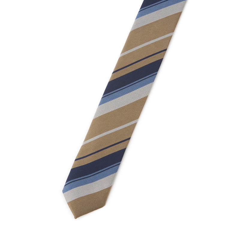 シルバーライン 【SILVER LINE】シルクブレンドストライプネクタイ 8.0cm幅/ブラウン×ネイビー その他