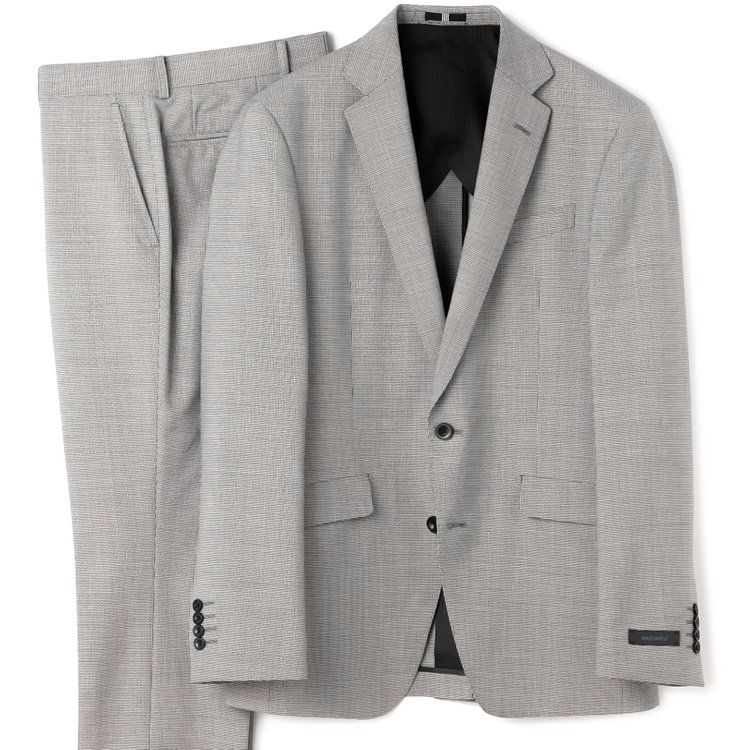 ブラックライン 【発送在庫あり】【KSW】【春夏】2釦シングルスーツ 0タック/ホワイト＆ブラック×ハウンドトゥース/ウォッシャブル/※裾上げ必要 その他