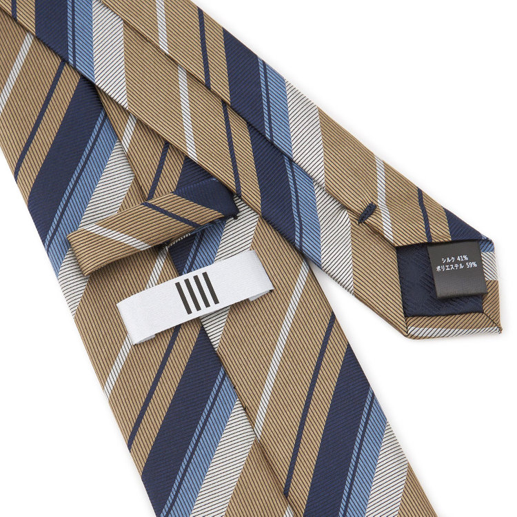 シルバーライン 【SILVER LINE】シルクブレンドストライプネクタイ 8.0cm幅/ブラウン×ネイビー その他