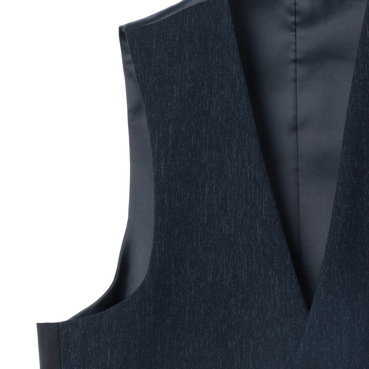 ブラックライン 【SLIM TAPERED_2】【秋冬】2釦シングルスリーピーススーツ 0タック/ネイビー/ウエストシャーリング/4S SUSTAINABILITY&ECOLOGY FABRIC/※パンツ裾上げ済仕様 紺濃色