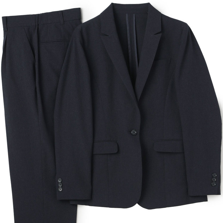 RELAX TAPERED】【年間】ノーカラー ホック留めパンツスーツ