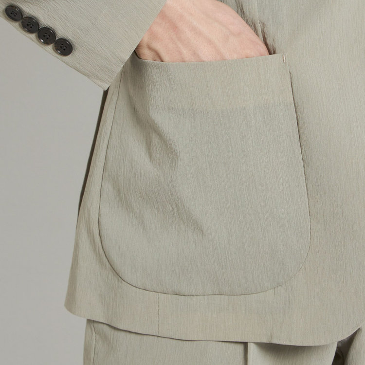 シルバーライン 【5DAYS CLOSET】【RBC】【春夏】2釦シングルジャケット/グレージュ×楊柳/パッチポケット/4S SUSTAINABILITY&ECOLOGY FABRIC グレー淡色