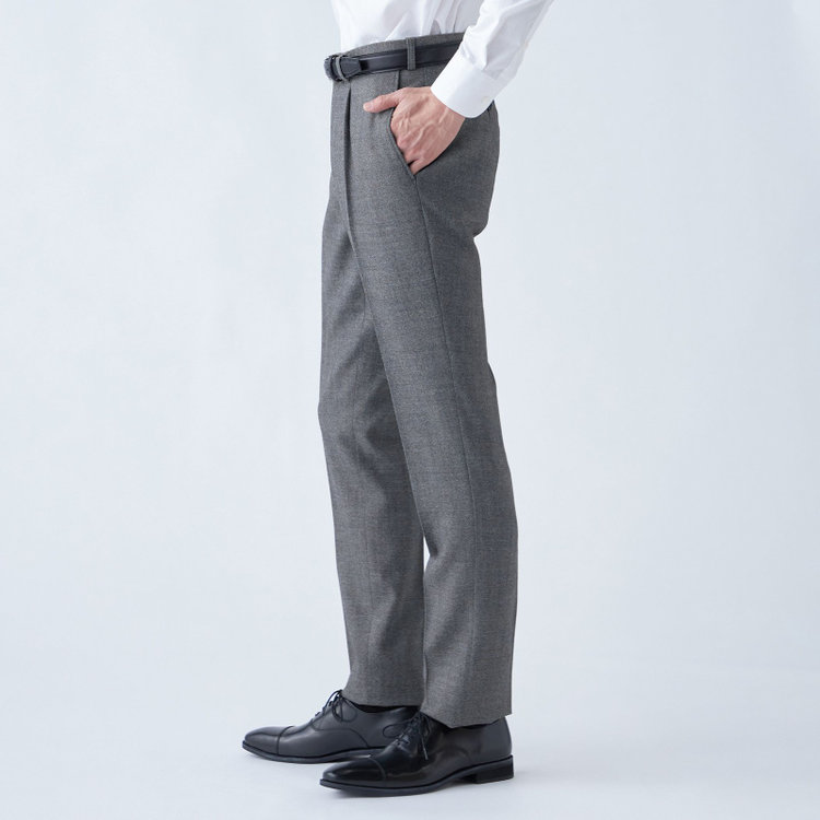 シルバーライン 【RBC】【秋冬】ウールブレンド1タックテーパードパンツ/グレー/ウエストムーブ/NEW ZEALAND WOOL MIX/※裾上げ必要 グレー濃色
