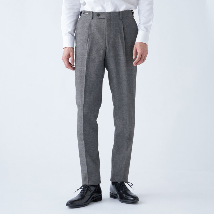シルバーライン 【RBC】【秋冬】ウールブレンド1タックテーパードパンツ/グレー/ウエストムーブ/NEW ZEALAND WOOL MIX/※裾上げ必要 グレー濃色